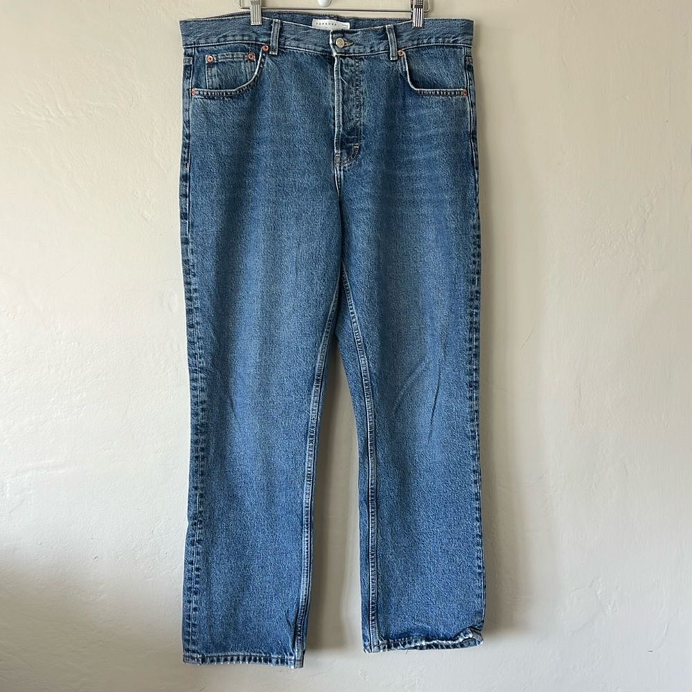 Topshop dad jeans in mid blue